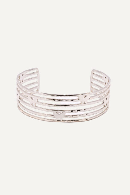 Brățară Butterfly Silver din inox argintiu, manșetă cu motive fluture - Marizzo
