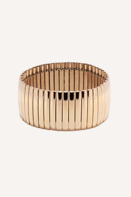 Brățară Elastic Bangle Gold din inox auriu, design tip manșetă striată - Marizzo