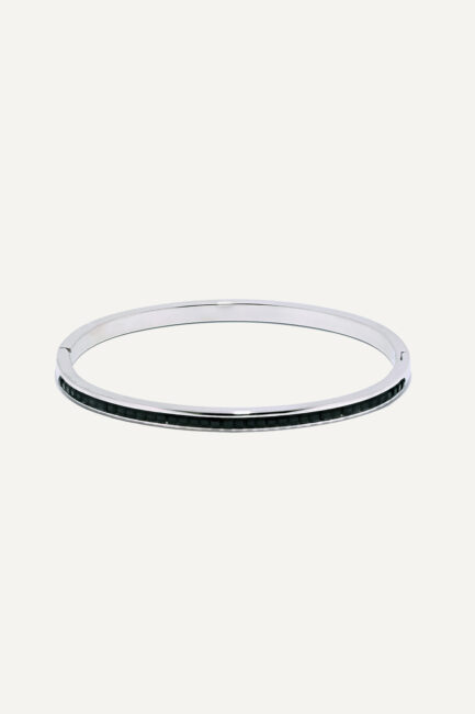 Brățară Tennis Black Bangle din inox argintiu cu pietre zirconia negre montate canal - Marizzo