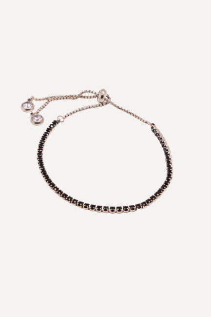 Brățară Tennis Black Fit din inox argintiu cu pietre zirconia negre și închidere ajustabilă - Marizzo