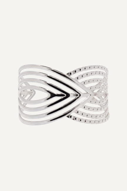 Brățară Twist Silver din inox argintiu, design geometric ajurat cu linii încrucișate - Marizzo