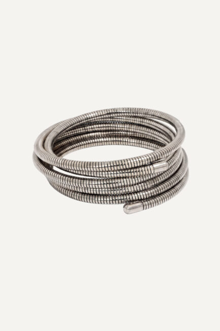 Brățară Spirală Silver din inox argintiu cu design wrap înfășurat - Marizzo