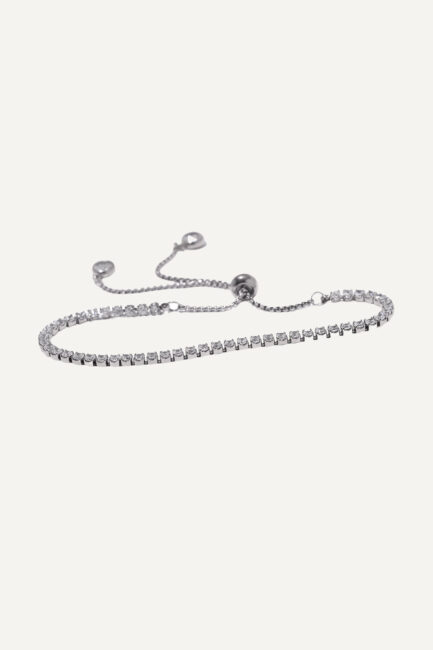 Brățară Tennis White Fit din inox argintiu cu pietre zirconia și închidere ajustabilă - Marizzo