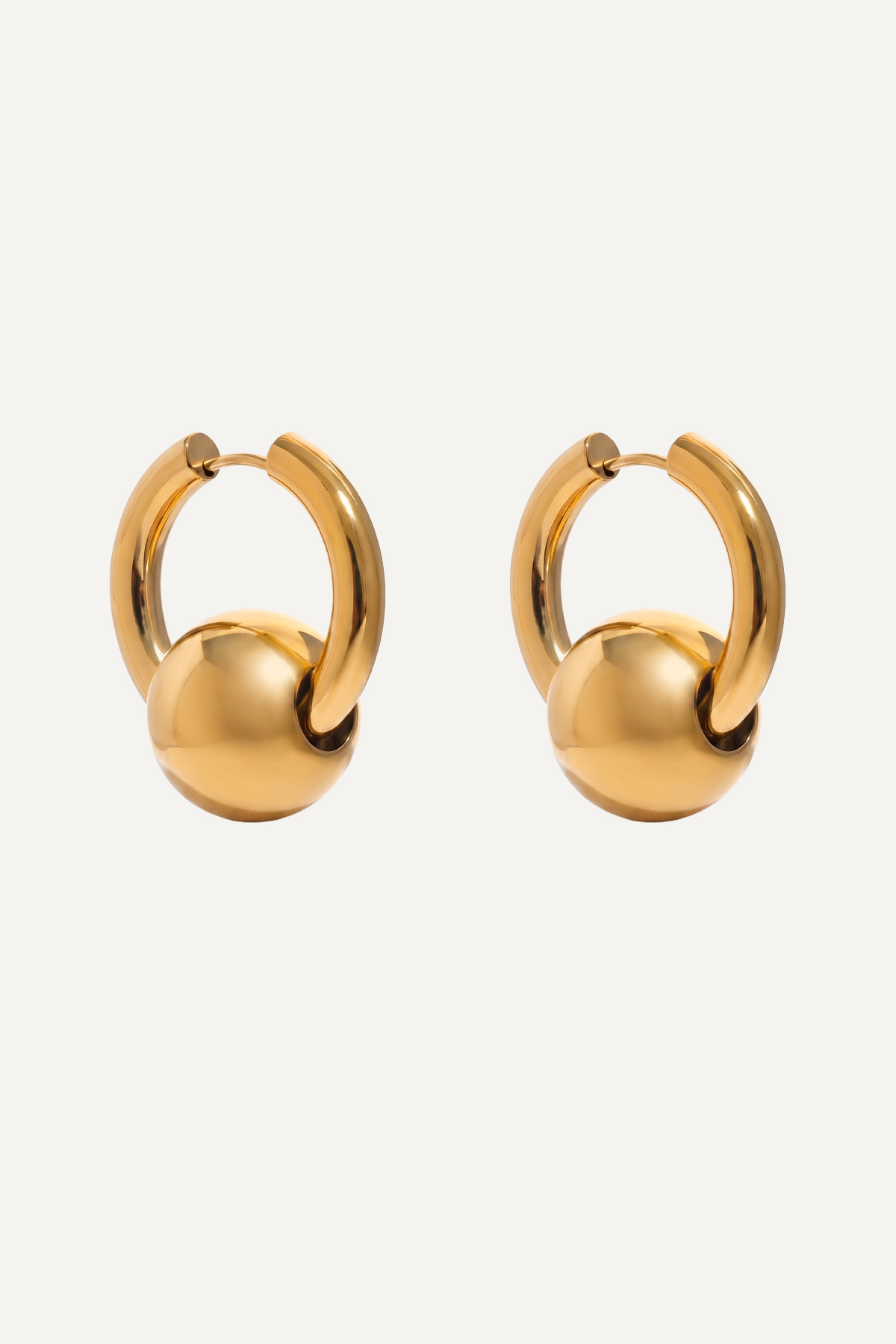Cercei-din-inox-Marizzo-Ball-Hoop-Gold-PR-01 Cercei Hoop Ball Gold din inox auriu, creole cu bilă detașabilă - Marizzo