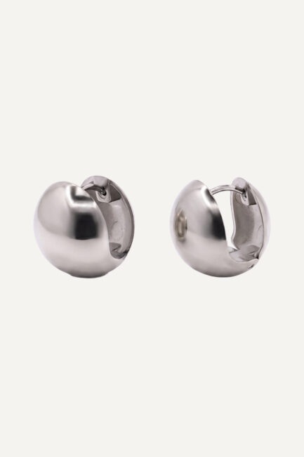 Cercei Ball Silver din inox argintiu, design rotund tip huggie - Marizzo