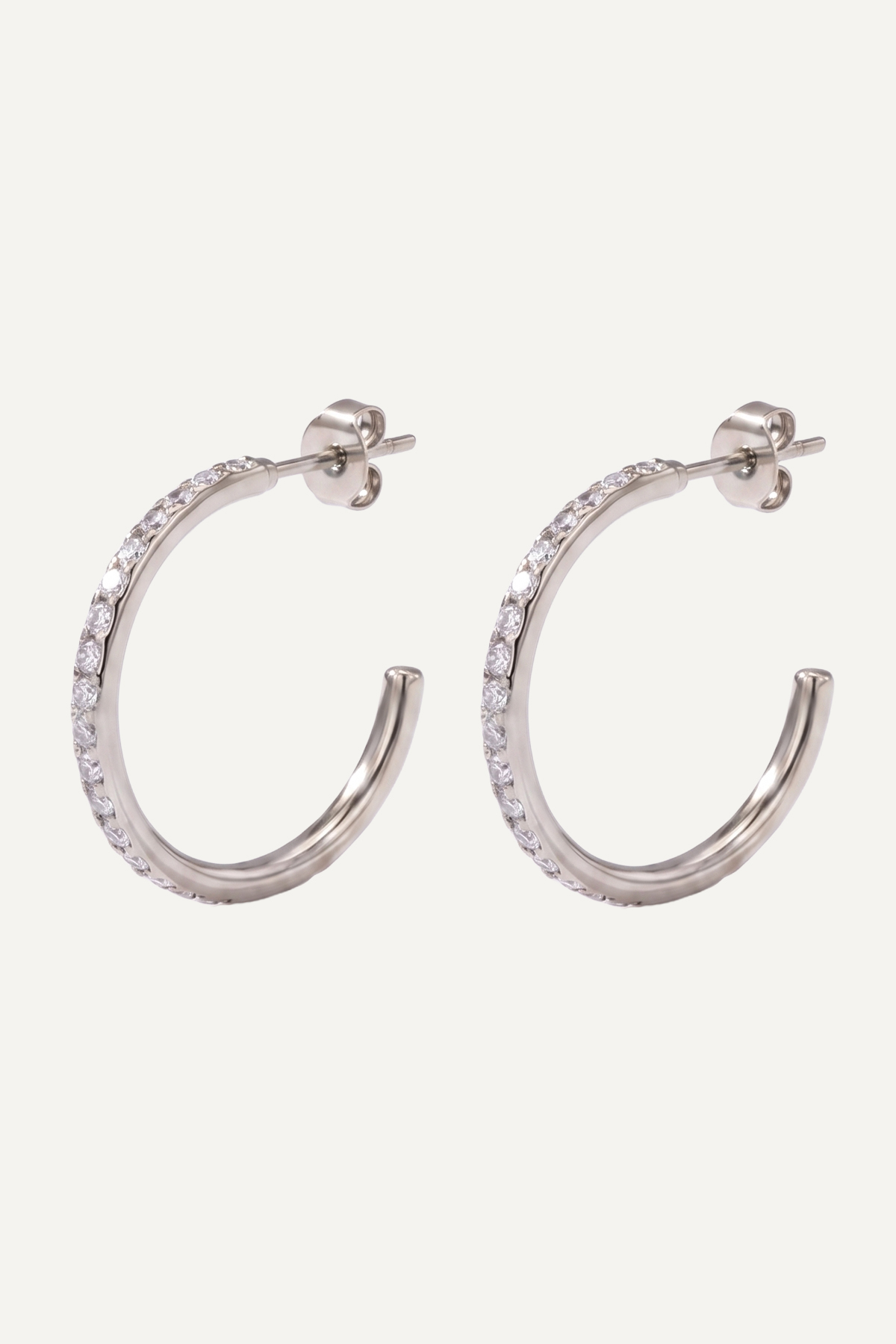 Cercei-din-inox-Marizzo-Tennis-Stud-Silver-PR-01 Cercei Tennis Stud Silver din inox argintiu, formă semicerc cu pietre zirconia - Marizzo