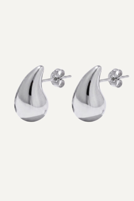 Cercei Small Waterdrop Silver din inox argintiu, design mini tip picătură - Marizzo
